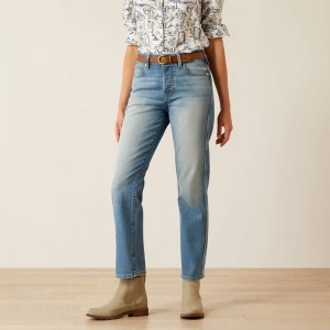 Abeline Ariat High Rise Bridle Slim Straight Leg Jeans | 83THJIBYN