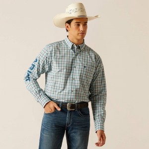 Aqua Ariat Pro Series Team Lawrence Classic Fit Shirt | 09WSLGXTN