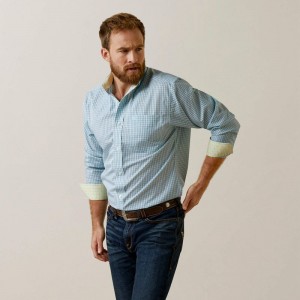 Aqua Ariat Wrinkle Free Colten Fitted Shirt | 06TGCRBFW