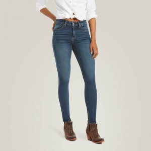 Asmu Ocean Blue Ariat Premium High Rise Skinny Jean Stretch | 14LABDKEY