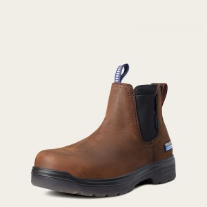 Barley Brown Ariat Turbo Chelsea Usa Assembled Waterproof Carbon Toe Work Boot | 24EPTIFGH