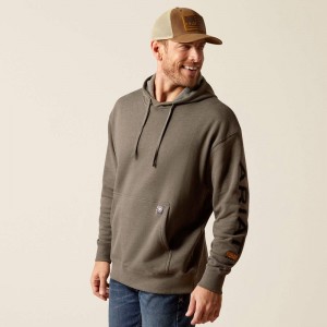 Beluga Heather/Black Ariat Rebar Graphic Hoodie | 86BIFKSHO