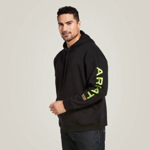 Black/Lime Ariat Rebar Graphic Hoodie | 42FBOQSRW