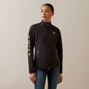 Black/Pony Ariat New Team Softshell Jacket | 46EPCFTUO