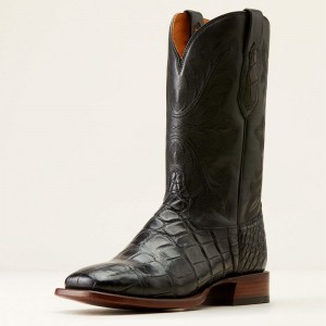 Black American Alligator Ariat Bench Made Bassett Western Boot | 21KMGVADX