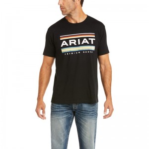 Black Ariat Bar Stripe T-Shirt | 52VPXUEDT