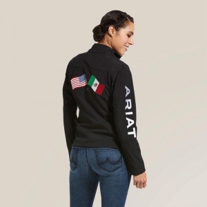 Black Ariat Classic Team Usa/Mex Softshell Jacket | 47LPBDIZK