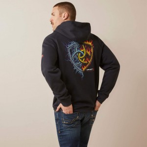 Black Ariat Fr Rev Shock Fire Hoodie | 65LVIFZPM