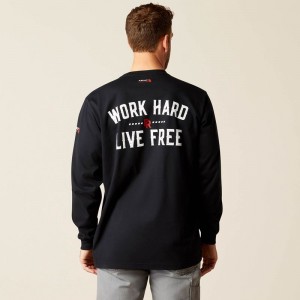 Black Ariat Fr Work Hard Live Free T-Shirt | 60DIYNGWT