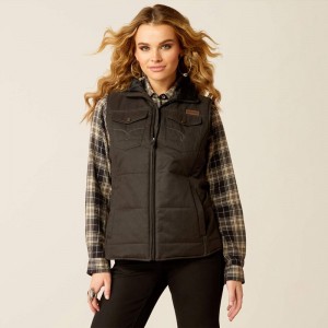 Black Ariat Grizzly Quilted Vest | 80IMONQGH