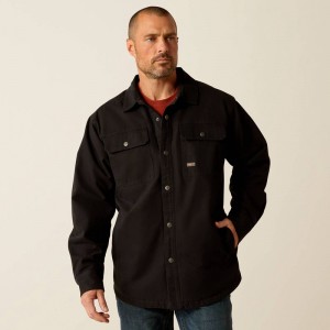 Black Ariat Rebar Canvas Shirt Jacket | 89FAOYJNB