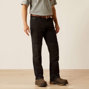 Black Ariat Rebar M7 Slim Cordura Twill Cargo Straight Pant | 51OGIRVYL