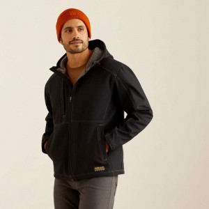 Black Ariat Rebar Sherpa Stretch Canvas Softshell Jacket | 15OIPJFQZ