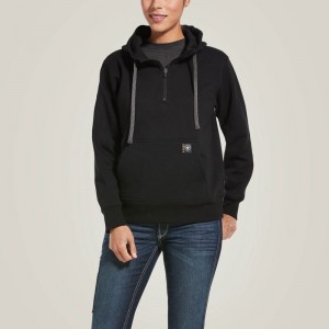 Black Ariat Rebar Skill Set 1/2 Zip Hoodie | 64POVYUAN