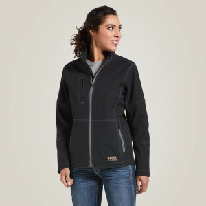 Black Ariat Rebar Stretch Canvas Softshell Jacket | 62DSCBIWE