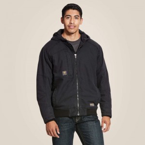 Black Ariat Rebar Washed Duracanvas Insulated Jacket | 96TKVCQFX