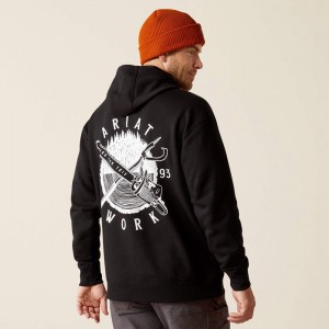 Black Ariat Rebar Workman Chainsaw Hoodie | 73VJEISBZ