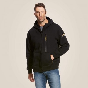 Black Ariat Rebar Workman Full Zip Hoodie | 08IPTLCHQ