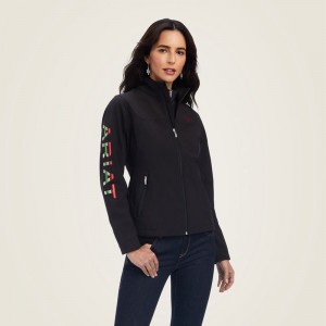 Black Ariat Rosas Team Softshell Jacket | 82ZMHQLSD