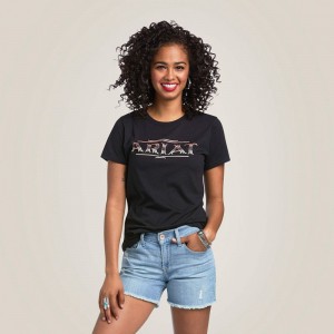 Black Ariat Serape Style T-Shirt | 23QWRJXFA