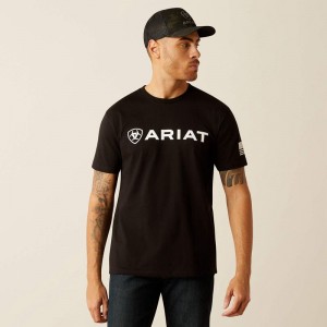 Black Ariat Shield Flag T-Shirt | 28HAFSVQN