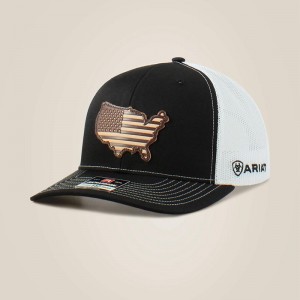 Black Ariat Usa Flag Patch Logo Cap | 73BGYZNOE