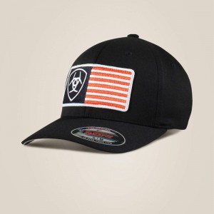 Black Ariat Usa Flag Patch Shield Cap | 38CYHPOFV