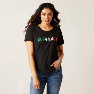 Black Ariat Viva Mexico T-Shirt | 47UEGONVT