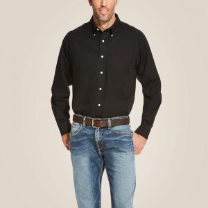 Black Ariat Wrinkle Free Solid Shirt | 54TDVBLON