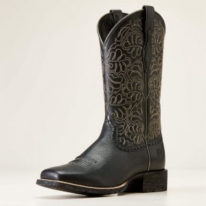 Black Deertan Ariat Round Up Remuda Western Boot | 83FZORGAE