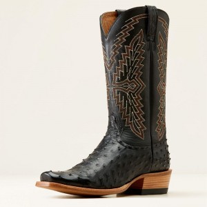 Black Full Quill Ostrich/Inkwell Ariat Futurity Done Right Cowboy Boot | 80KPNGHAB