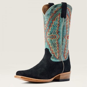 Black Roughout Ariat Futurity Showman Western Boot | 91ZYQNBFU