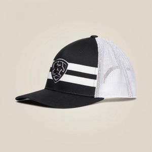 Black/ White Ariat Shield Logo Cap | 69HJCTYEL