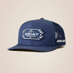 Blue Ariat Aztec Logo Patch Cap | 92BGCJKYT