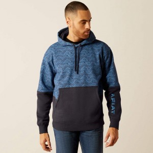 Blue Ariat Color Block Hoodie | 25PNJFYBM