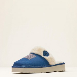 Blue Ariat Jackie Square Toe Stack Slipper | 54IQCPRKV