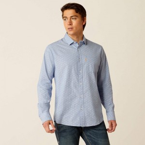 Blue Ariat Memphis Modern Fit Shirt | 84QDNRFWA