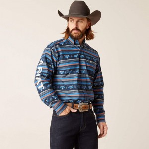 Blue Ariat Team Chandler Classic Fit Shirt | 42BIRWXCH