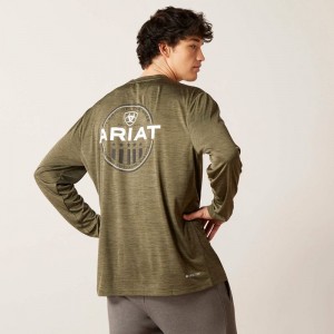 Brine Olive Ariat Charger Roundabout T-Shirt | 42AZTHOSQ