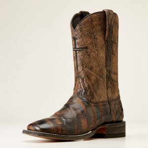 Brown American Alligator Ariat Backwater Western Boot | 09JMNFGYO