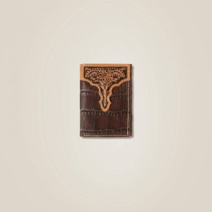 Brown Ariat Alligator Trifold Wallet | 46XJHGSOA