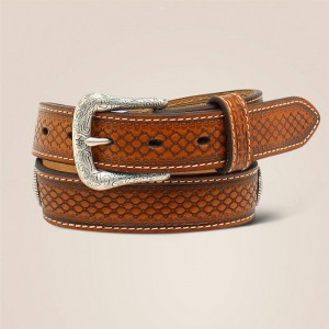 Brown Ariat Beaded Tooled Belt | 40AIWPTCD