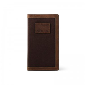 Brown Ariat Canvas Logo Rodeo Wallet | 47BMNZTHE