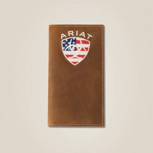 Brown Ariat Flag Shield Rodeo Wallet | 05PRBUYKL