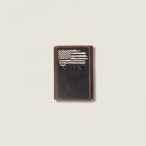 Brown Ariat Flag Trifold Wallet | 43AGXFZTM