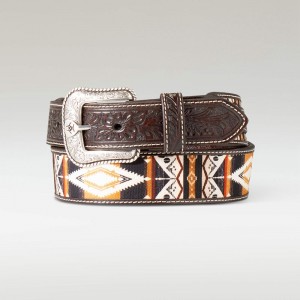 Brown Ariat Floral Inlay Belt | 59JLHOENV