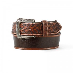 Brown Ariat Floral Stamped Tip Belt | 80XKGMSDI