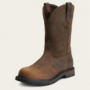 Brown Ariat Groundbreaker Steel Toe Work Boot | 60ECSYKOF