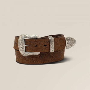 Brown Ariat Leaf Emboss Belt | 07FQYZPEI