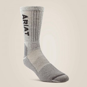 Brown Ariat Lightweight Merino Wool Blend Steel Toe Work Sock | 46YPEDWZH